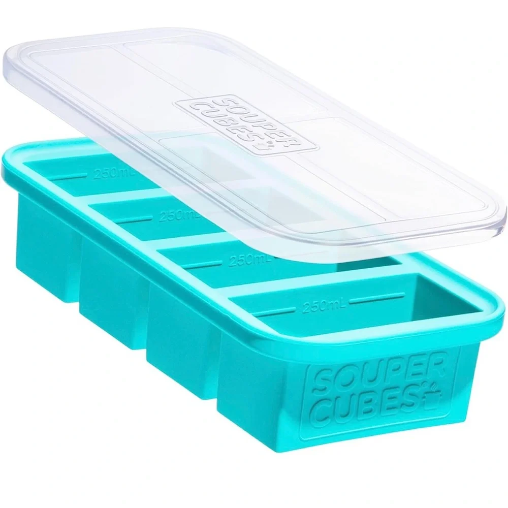 Souper Cubes Aqua Silicone Freezer Tray with lid - Picture 2 of 9
